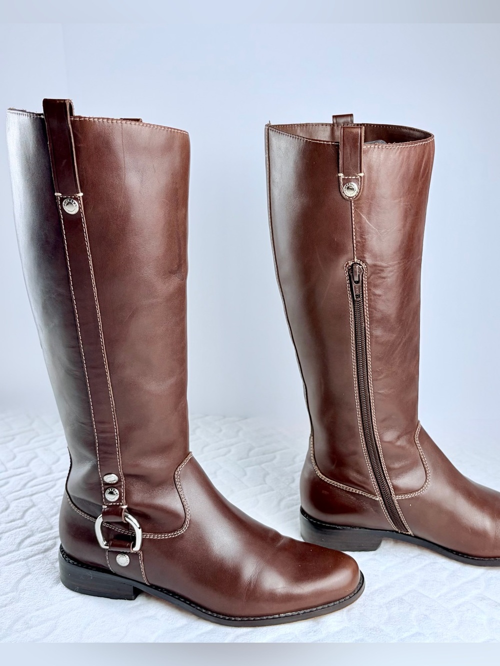 Vintage 2006 Leather Joan & David Size 6 Riding Boots Y2K Brown Equestrian Vibe